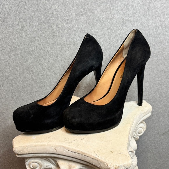 Pour La Victoire Suede Platform Stiletto Pumps Black Suede Heels 9.5 - Picture 2 of 4